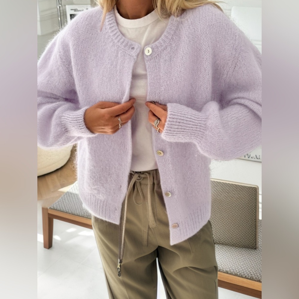 Button-Front Round Neck Cardigan - Picture 3 of 5